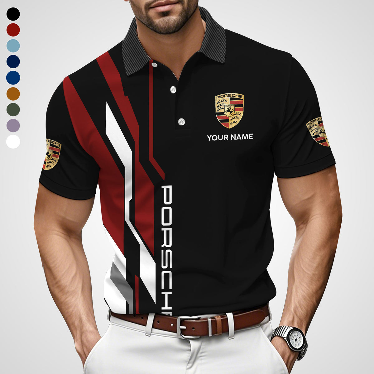 3D All Over Printed Porsche Limited Edition Polo Shirt