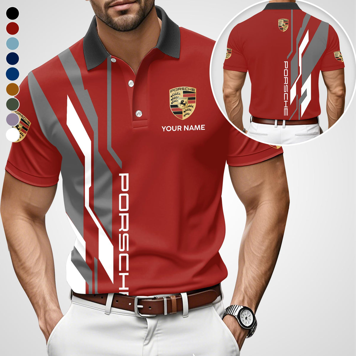 3D All Over Printed Porsche Limited Edition Polo Shirt