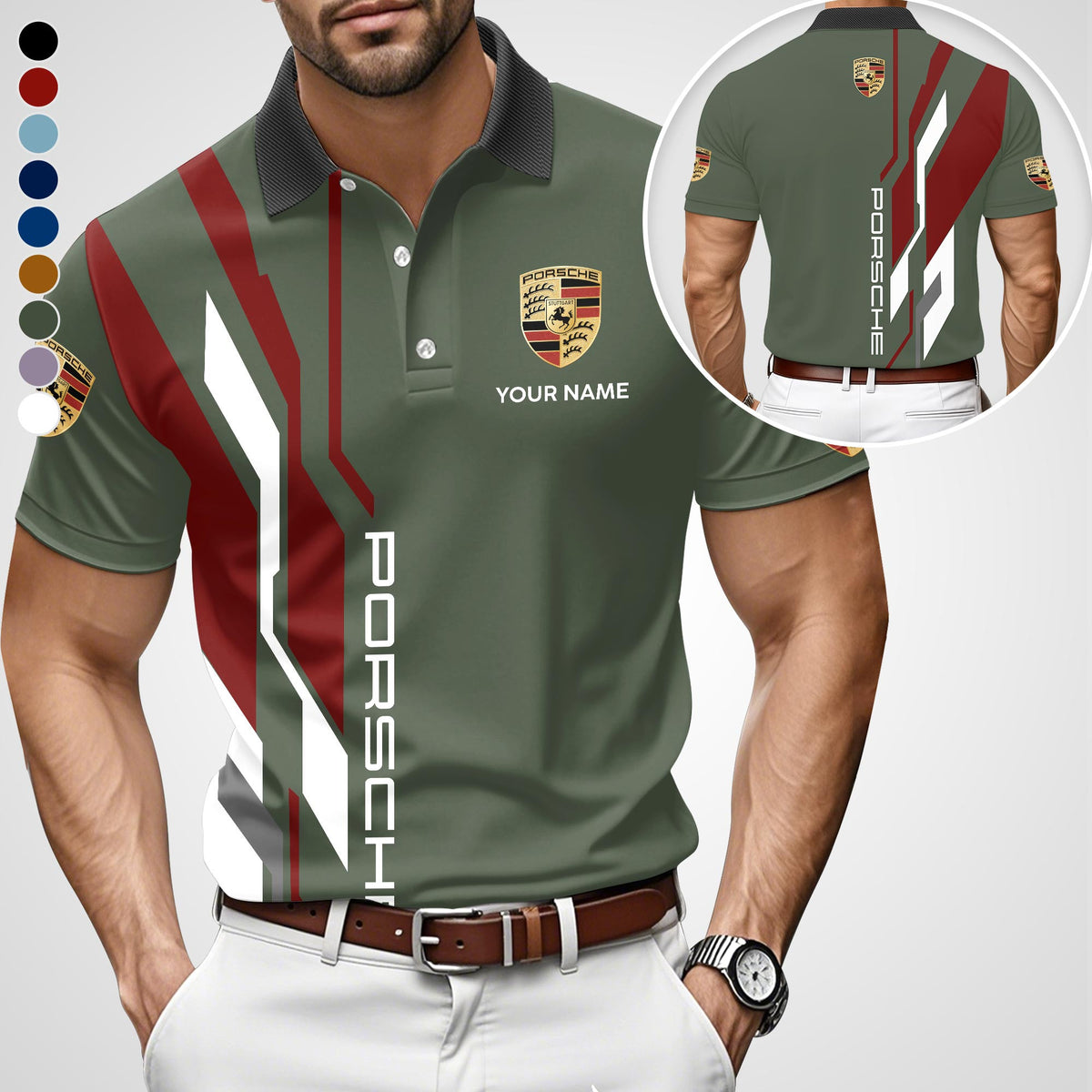 3D All Over Printed Porsche Limited Edition Polo Shirt